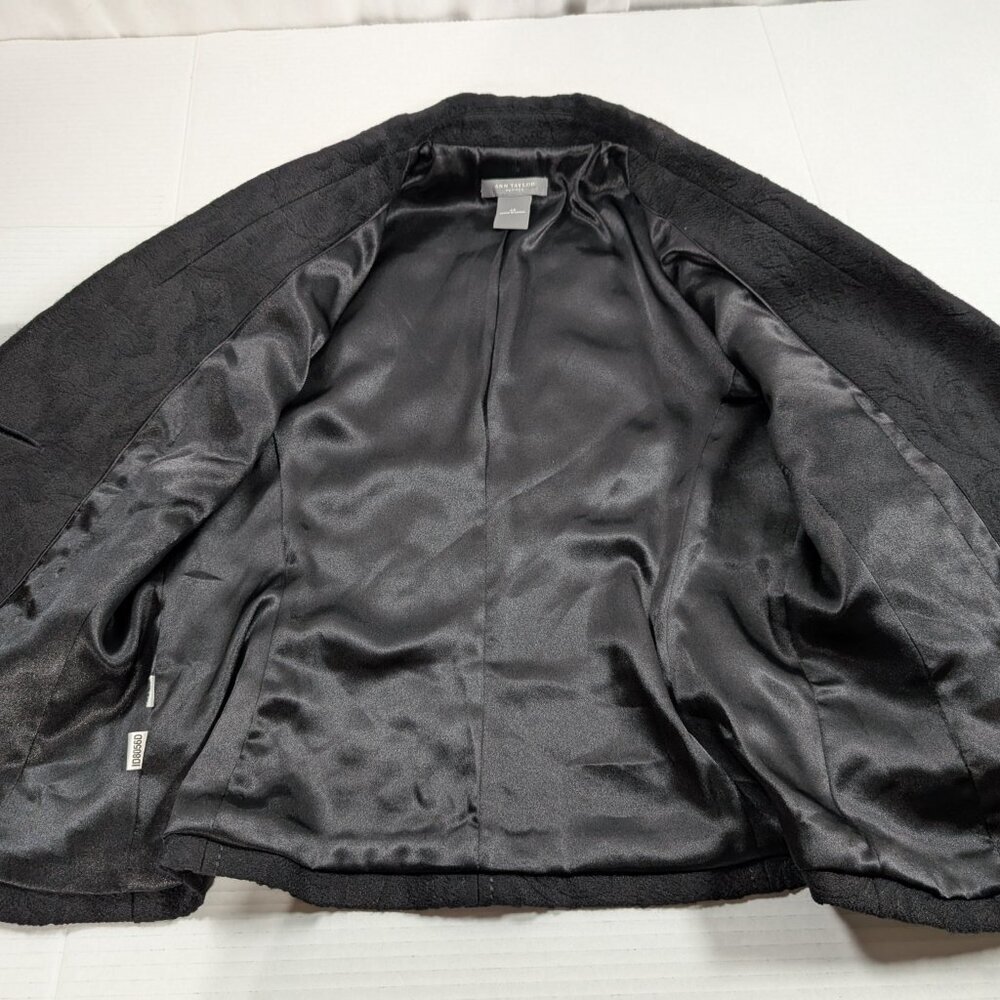 Ann Taylor Brocade Jacket Womens 6P black Wool Blend - Picture 7 of 10